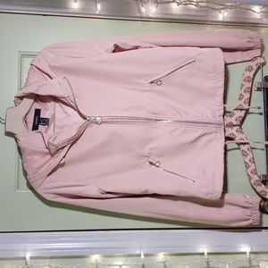Women's Forever 21 mock neck hooded lightweight soft pink jacket Small